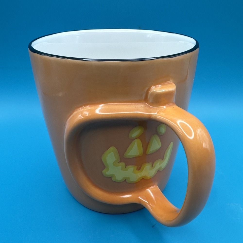 Starbucks Halloween Coffee Cup Mug Barista 2003 Jackolantern Pumpkin Orange Vtg